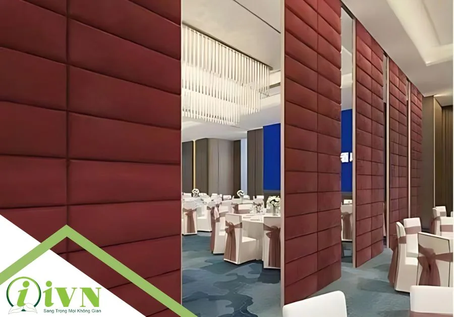 vách ngăn di động bọc nỉ cho nhà hàng tiệc cưới