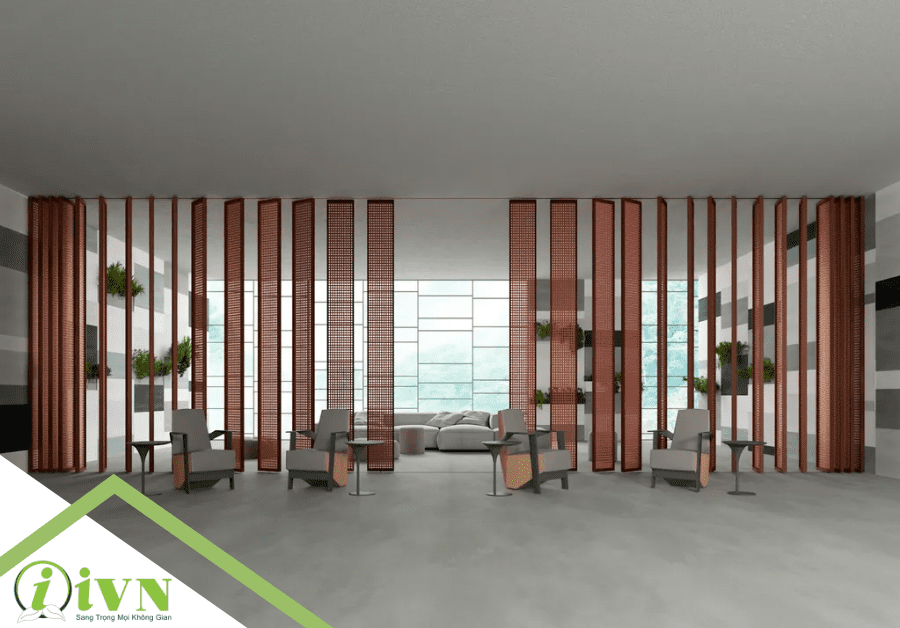 Vách ngăn di động kiểu hiện đại chia đôi không gian lớn tại Vĩnh Long