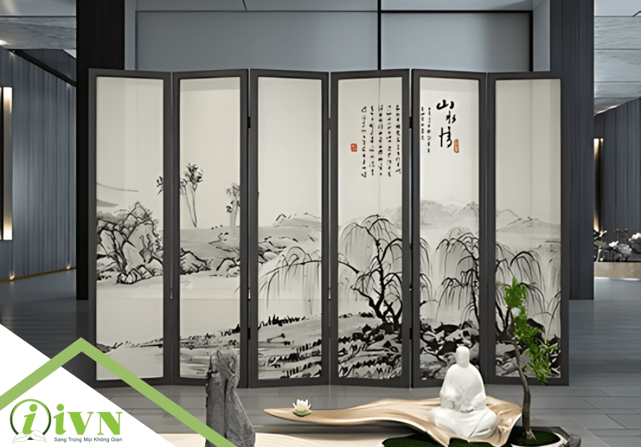 Vách ngăn di động kiểu hiện đại chia đôi không gian lớn tại Bình Định