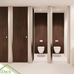 TẤM VÁCH NGĂN VỆ SINH COMPACT VÂN GỖ PHỤ KIỆN INOX 201