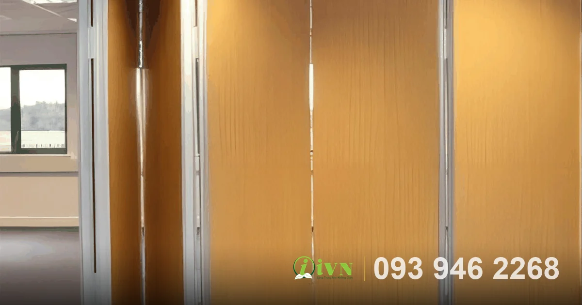 Vách ngăn di động cho văn phòng bề mặt gỗ ấm