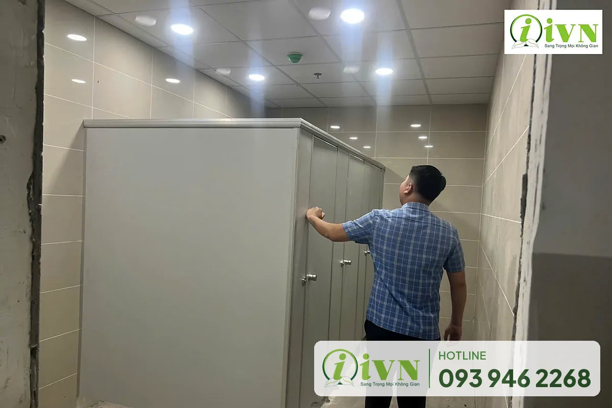 Kiểm tra buồng vệ sinh sau khi lắp tại Đại học Công nghệ Sài Gòn